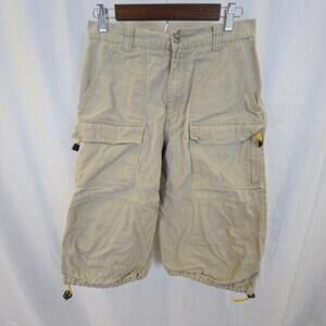 Bullhead Shorts Mens 30 Beige Cargo Canvas Drawstring Hem Pockets Casual